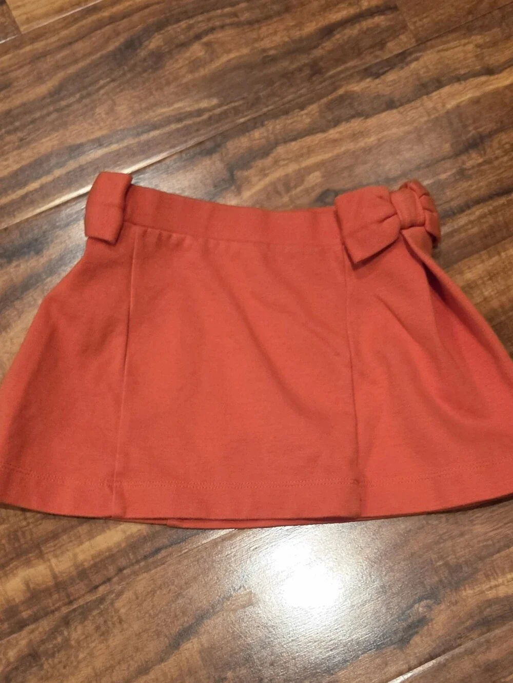 Janie and Jack VGUC 18-24 Months Brown Knit Sweater and Orange Bow Ponte Skirt